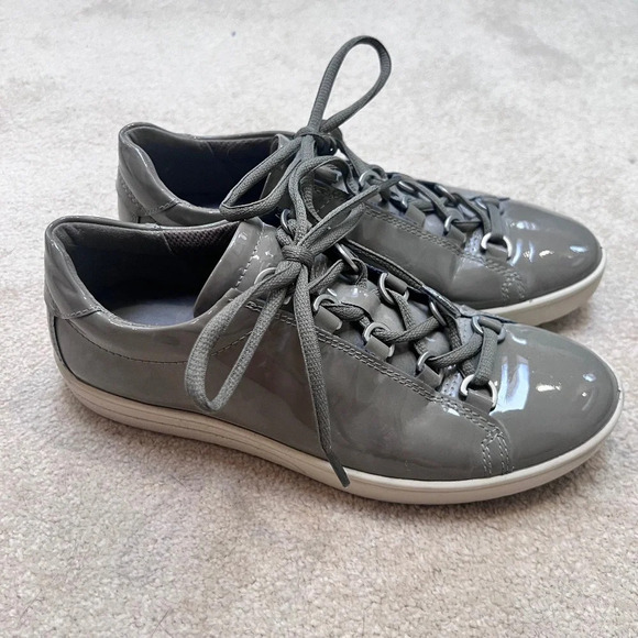 Ecco Shoes - Ecco Fara Sneaker Grey Patent Leather, 37 / 6.5, travel, walking, sophisticated